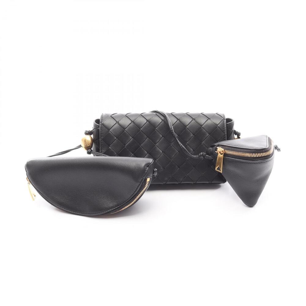 Bottega Veneta Intrecciato Shoulder Bag Leather Black - Picture 1 of 8